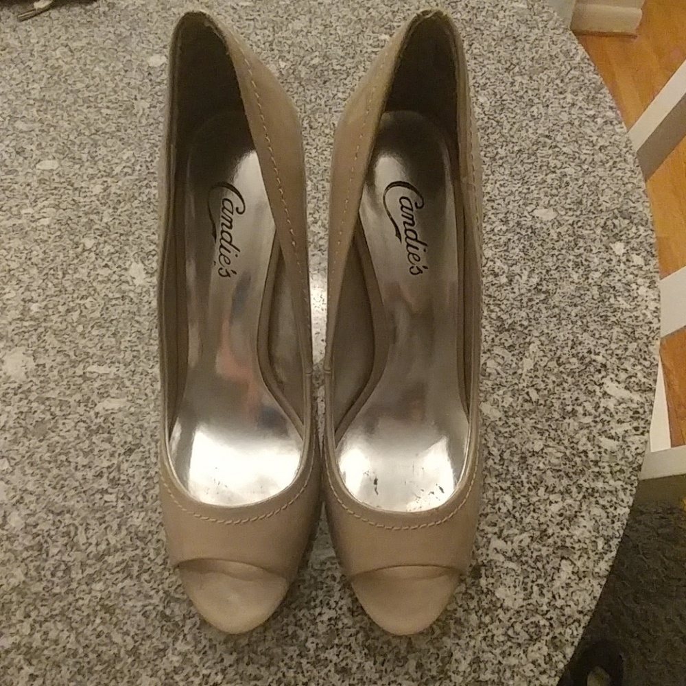 Candies Peep Toe Patent Leather Heels